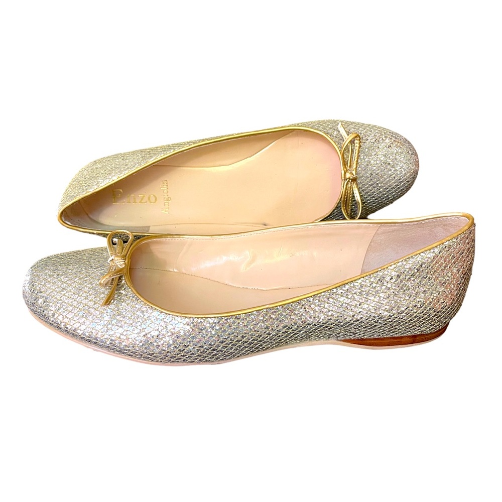★ Enzo Angiolini | Sparkly Silver Gold Classic Ballet Flats, US 9.5 ★